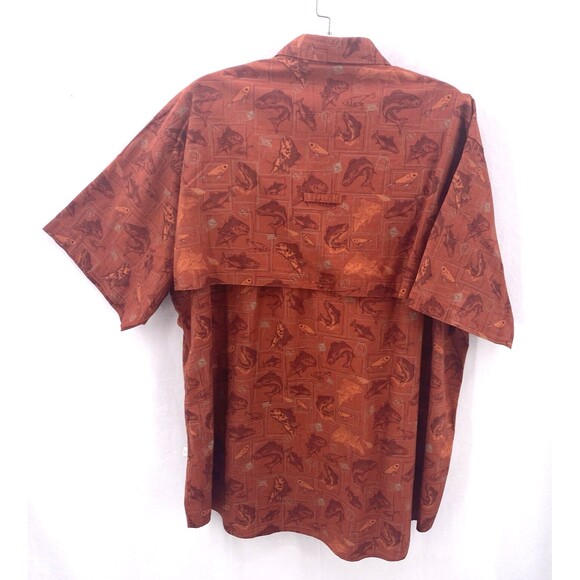 Cabelas Fishing Shirt Mens 2XL Rust Fish Print Vented Short Sleeves EUC - Picture 3 of 12